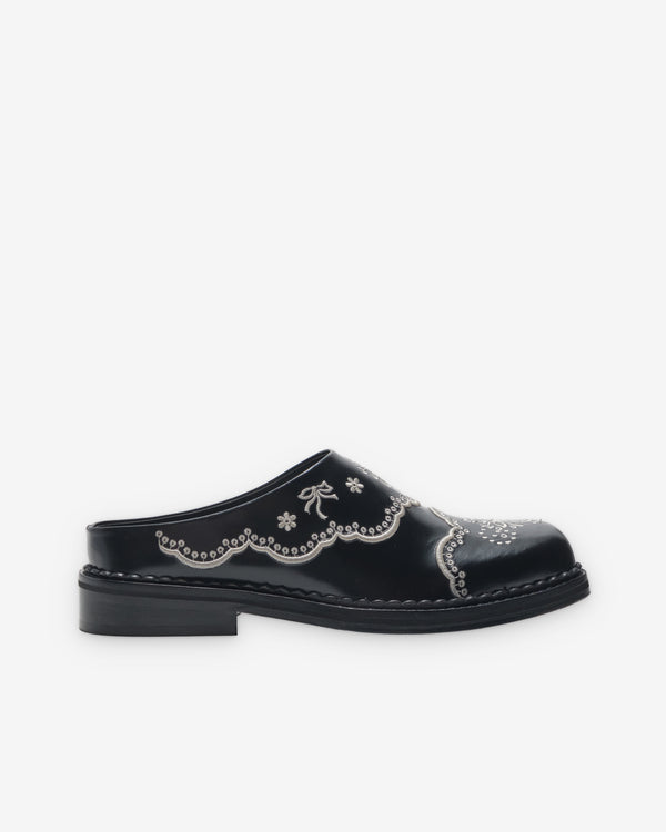 Simone Rocha - Men's Black Floral Lace Emboridered Mule - (Black)