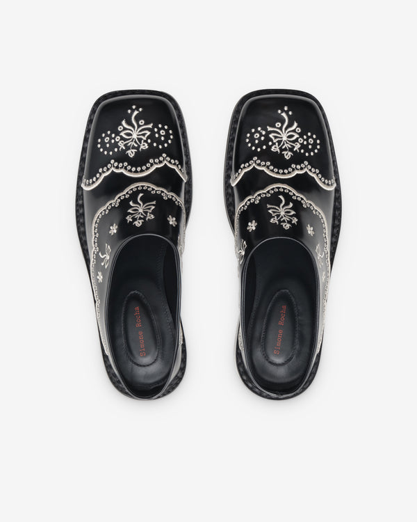Simone Rocha - Men's Black Floral Lace Emboridered Mule - (Black)