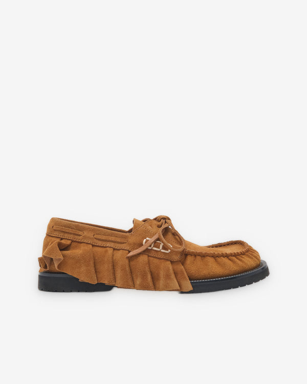 JW Anderson - Women's Ruffled Suede Boat Shoes - (Caramel)