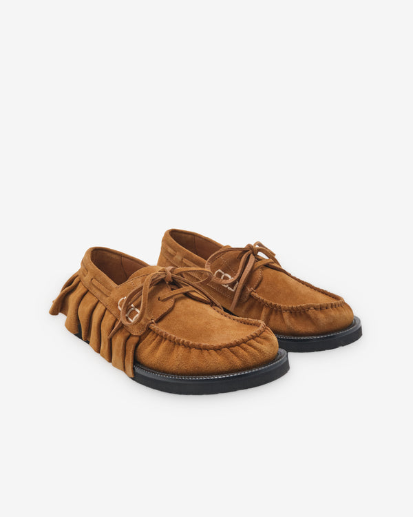JW Anderson - Women's Ruffled Suede Boat Shoes - (Caramel)