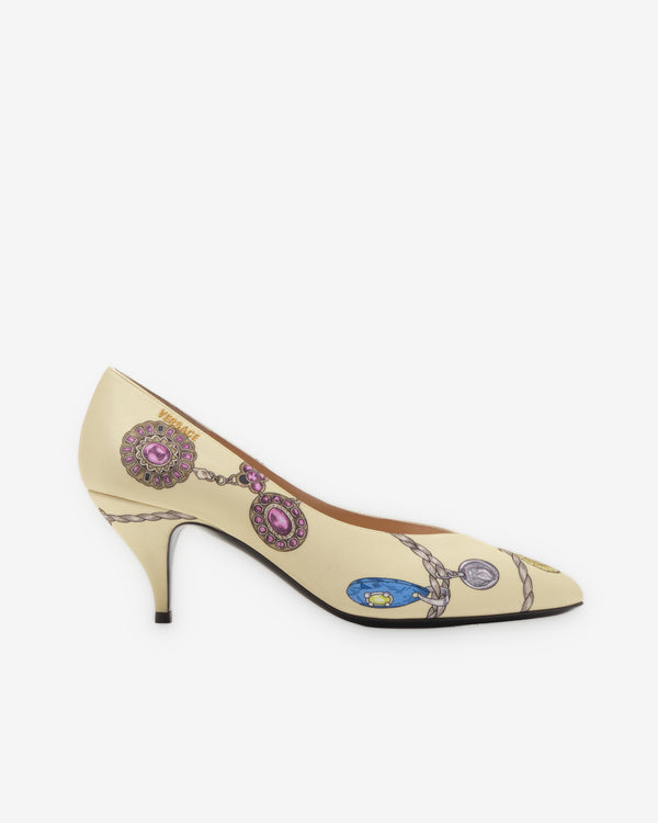 Versace - Women's Tina Printed Satin Pumps - (Yellow/Multi)