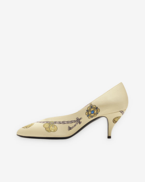 Versace - Women's Tina Printed Satin Pumps - (Yellow/Multi)