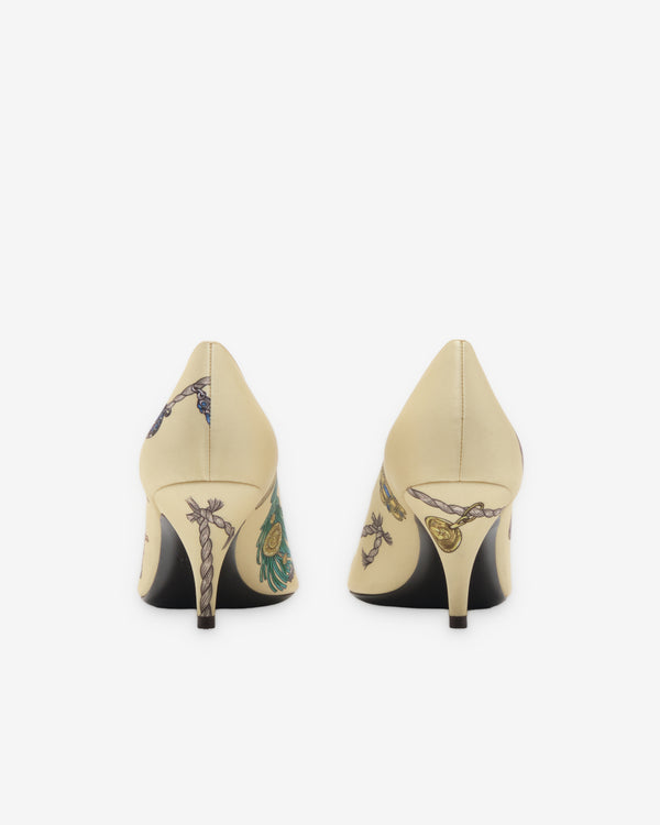 Versace - Women's Tina Printed Satin Pumps - (Yellow/Multi)