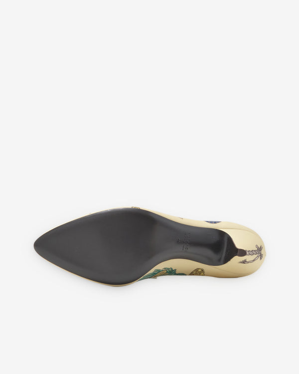 Versace - Women's Tina Printed Satin Pumps - (Yellow/Multi)
