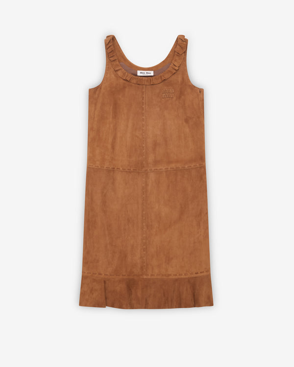 Miu Miu - Women's Waxed Suede Dress - (Cognac)