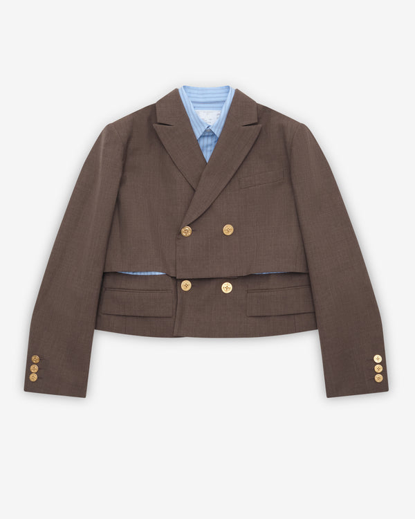 Sacai - Women's Suiting X Poplin Jacket - (Brown/Blue Stripe)