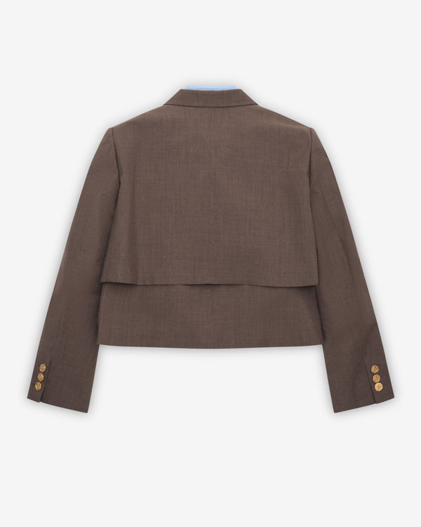 Sacai - Women's Suiting X Poplin Jacket - (Brown/Blue Stripe)