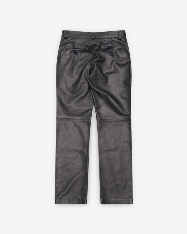 Ernest W. Baker - Men's Straight Fit Leather Trousers - (Black)