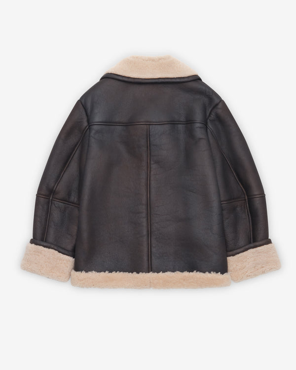 Simone Rocha - Men's Double Breasted Shearling Aviator Jacket - (Chocolate/Cream)