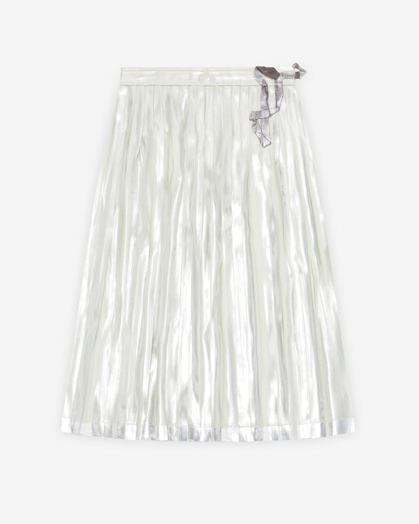 Maison Margiela - Women's Pleated Metallic Silk Midi Skirt - (Aloe)