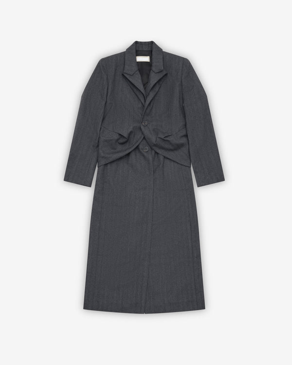Litkovska - Women's Wool Coat With Angular Detailing - (Grey)