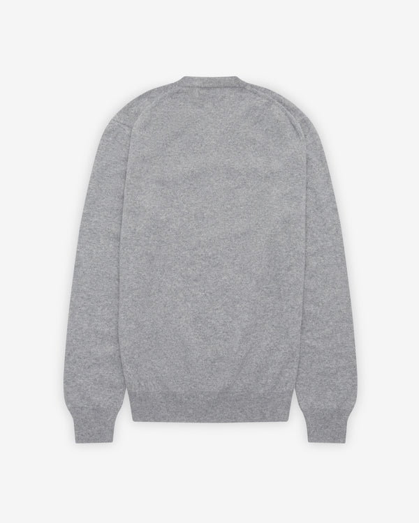 Play - Small Pink Heart V-Neck Sweater - (Light Grey)