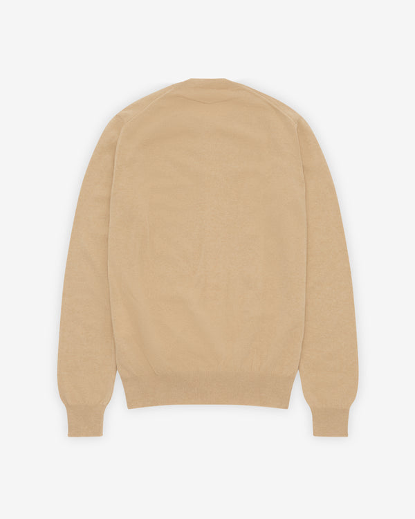 Play - Small Pink Heart Round Neck Cardigan - (Camel)