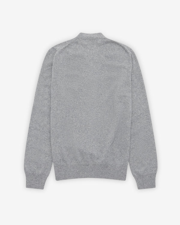 Play - Small Pink Heart V-Neck Cardigan - (Light Grey)