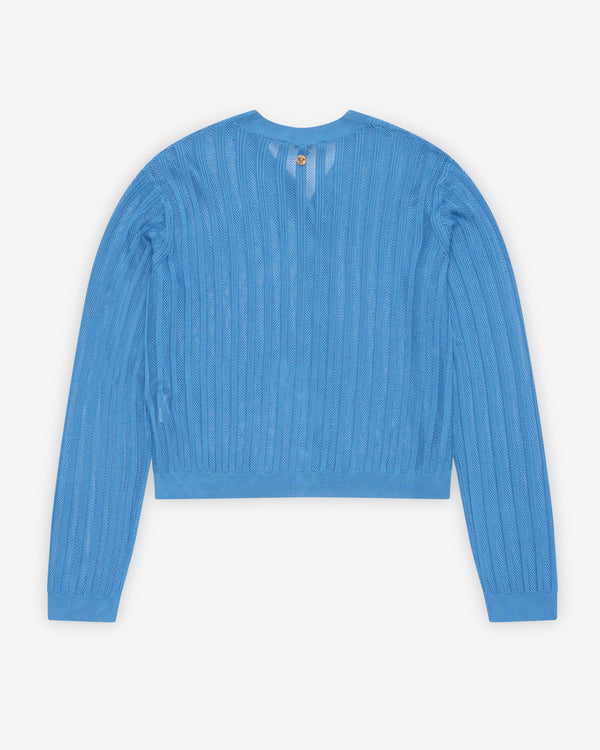 Versace - Women's Viscose Mesh Ribbed Knit Cardigan - (Blue)