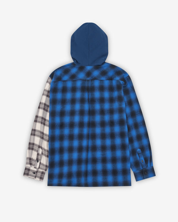 Westfall - Men's Triple Placket Hooded Overshirt - (Blue/White)