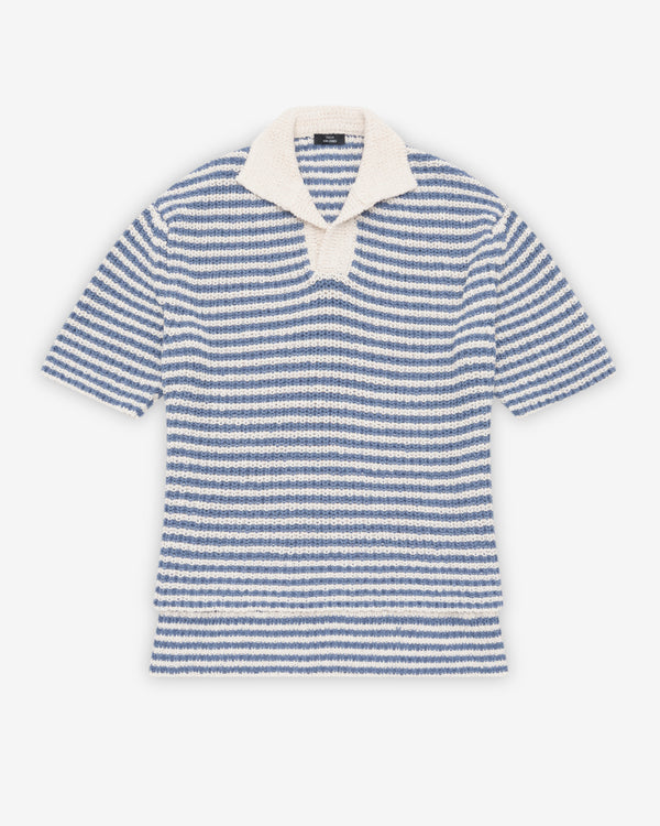 Aman x Kim Jones - Women's Striped Knit Polo Shirt - (Blue/White)