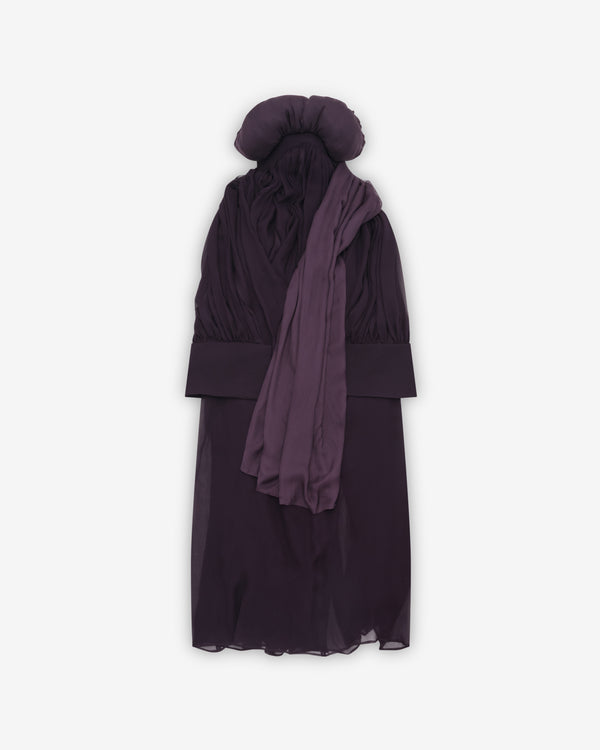 Institution - Women's Draped Silk Maxi Dress - (Midnight Plum)