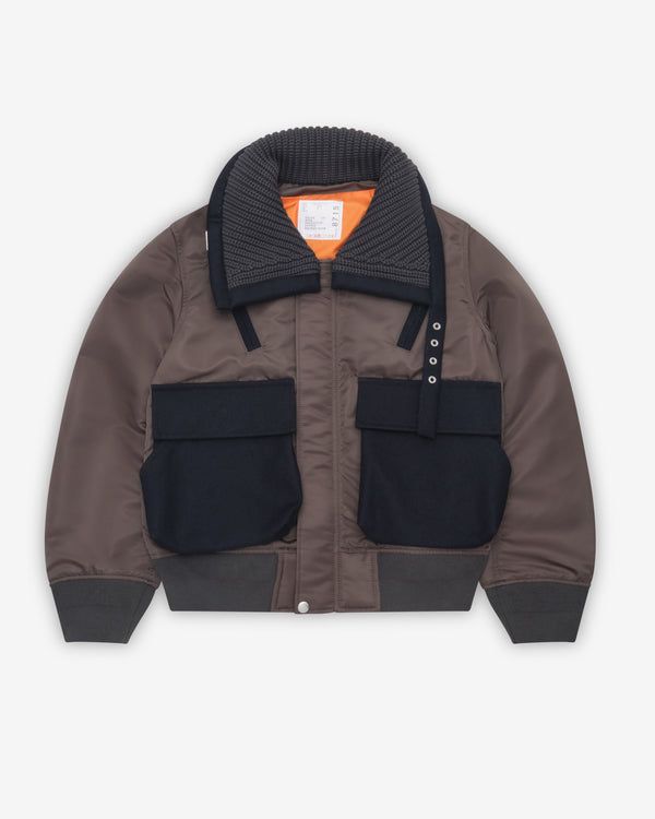 Sacai - Women's Nylon Twill Wool Melton Blouson - (Dark Khaki)