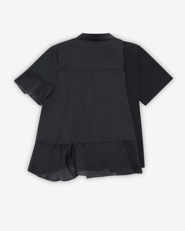Sacai - Women's Satin X Cotton Jersey T-Shirt - (Black)