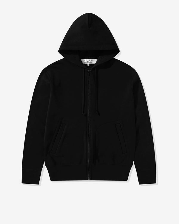 Play Comme des Garçons - Unisex Back Red Heart Zip Hooded Sweatshirt - (Black)