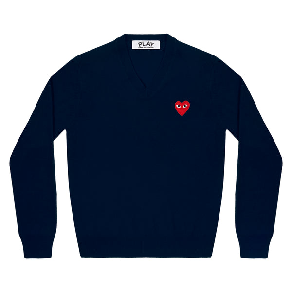 Play - Red Heart Knit V-Neck - (Navy)
