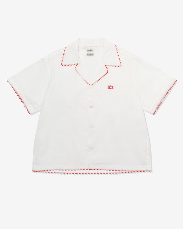 Bode - Men's Redbud Short Sleeve Shirt - (White)