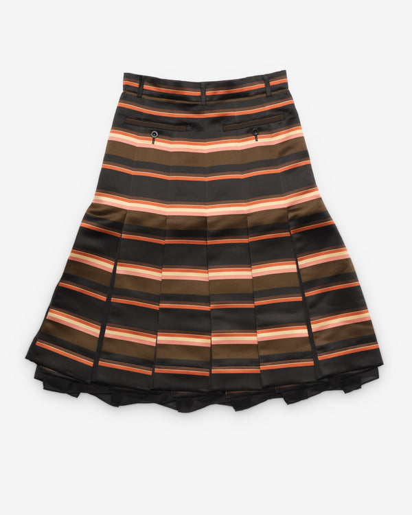 Sacai - Women's Horizontal Stripe Skirt - (Khaki/Pink)