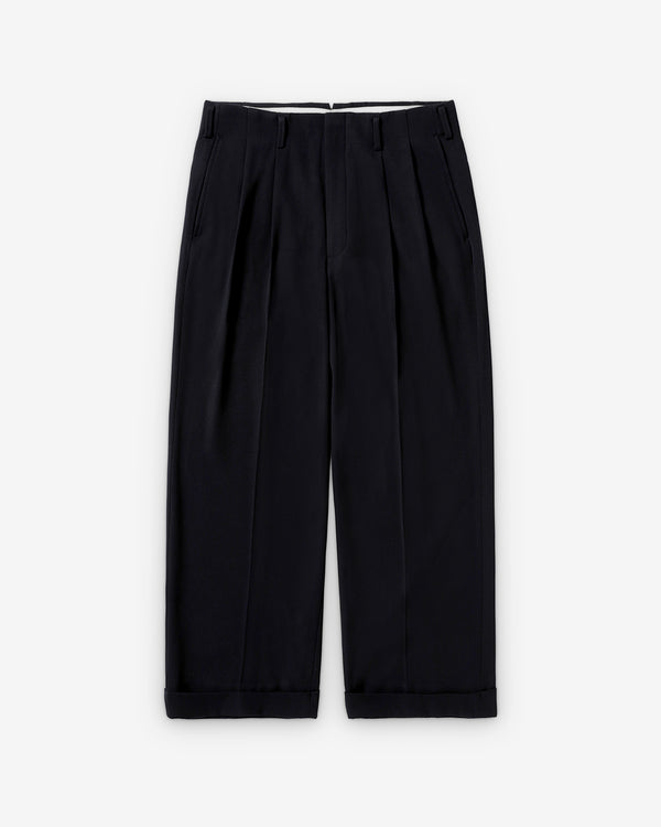 A.Presse - Men's Wide Wool Tapered Trousers - (Black)