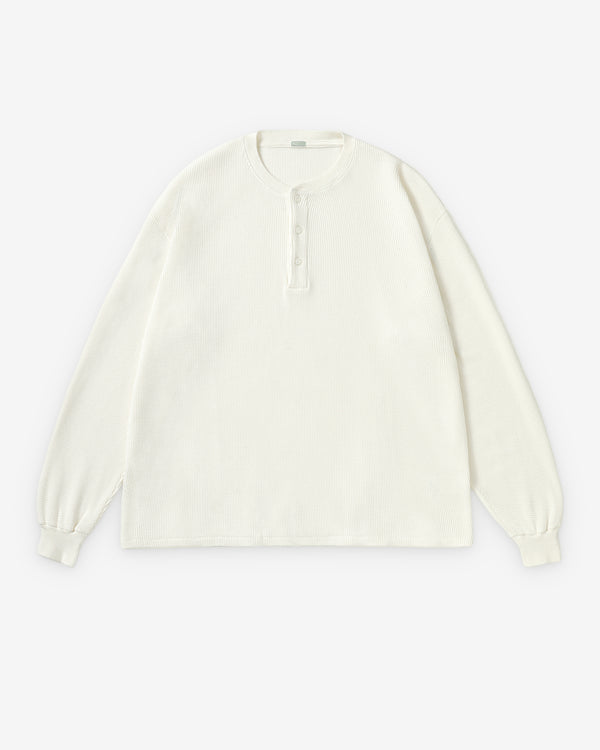 A.Presse - Men's Cashmere Blend Waffle Henley - (White)