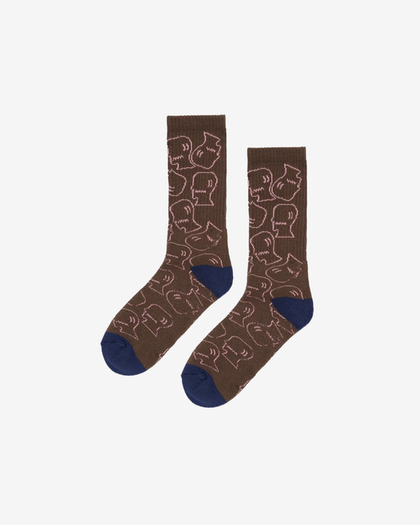 Brain Dead - Logohead Crew Socks - (Brown)