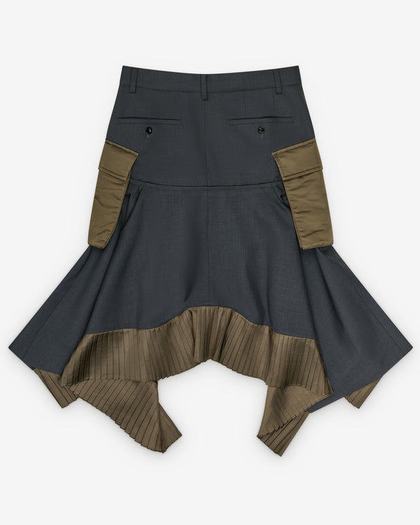 Sacai - Women's Nylon Twill Skirt - (Gray/Dark Khaki)