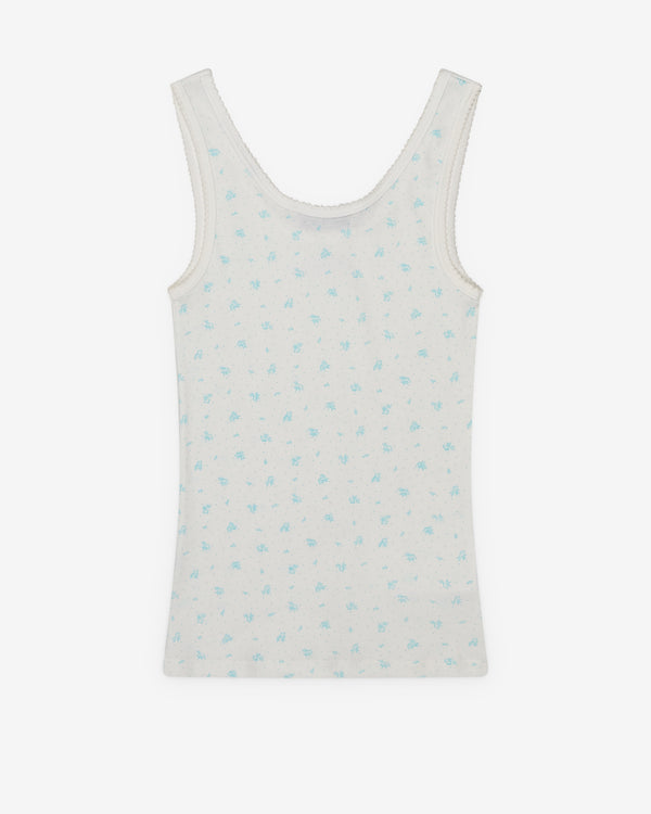 Miu Miu - Women's Ribbed Jersey Tank Top - (White/Light Blue)
