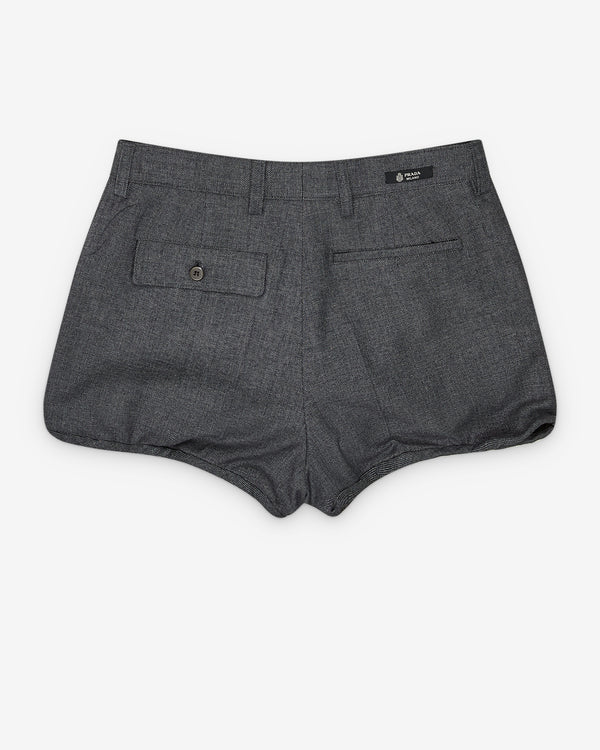 Prada - Women's Grisaille And Antiqued Satin Shorts - (Anthracite Shorts)