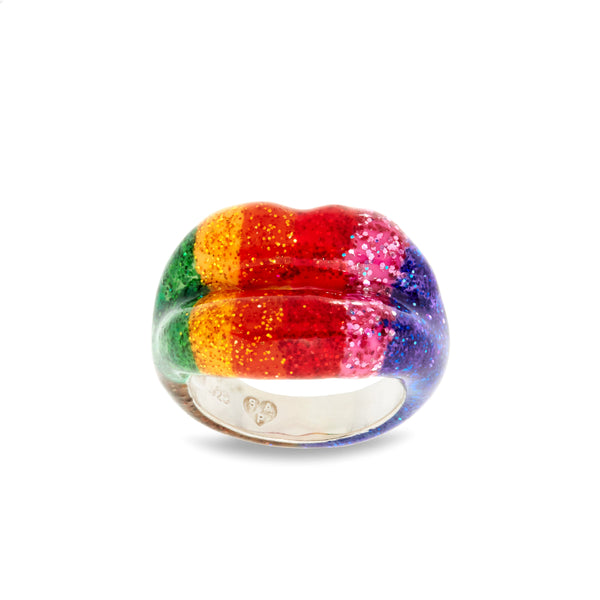 Solange - Hotlips Ring - (Rainbow Glitter)