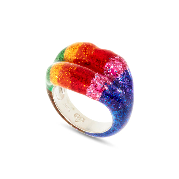 Solange - Hotlips Ring - (Rainbow Glitter)