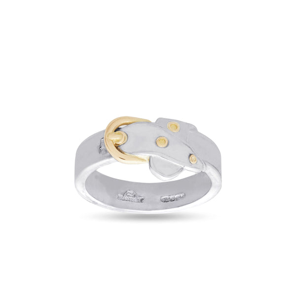Bunney - Silver and Yellow Gold Precious Wares Belt Ring - (White)