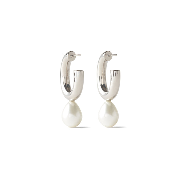 Simone Rocha - Women’s Pearl Egg Hoop Earrings - (Silver/Pearl)