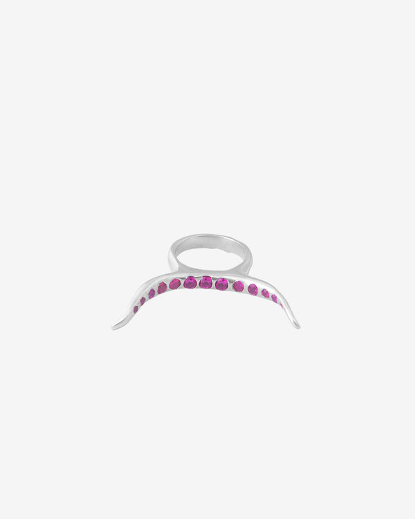 Burkindy - Horn Ring - (Sterling Silver/Red Garnet)