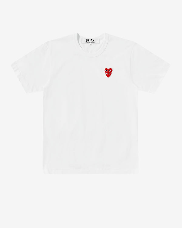 Play Comme des Garçons - T-Shirt with Double Red Heart - (White)