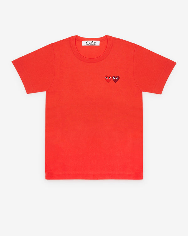 Play Comme des Garçons - T-Shirt with Double Heart - (Red)