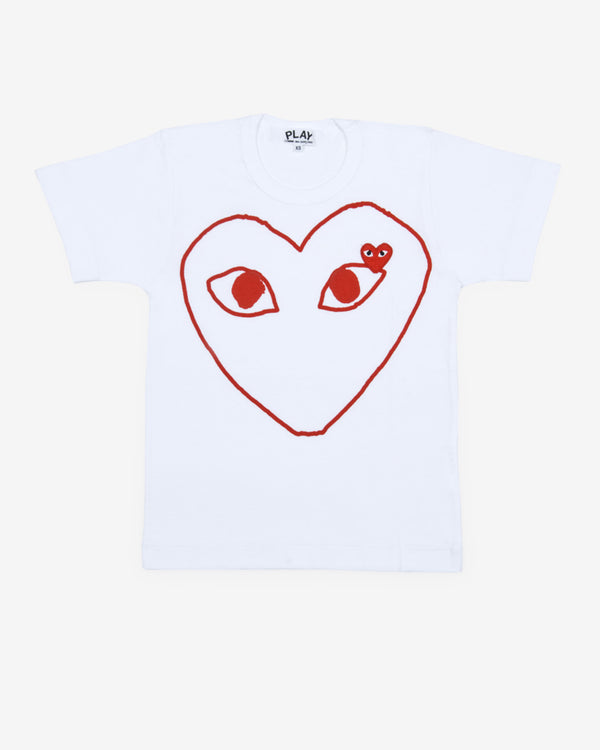 Play - Red Heart Outline T-Shirt - (White)