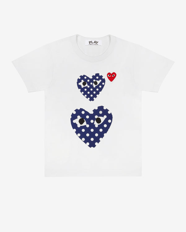 Play Comme des Garçons - Polka Dot Double Heart T-Shirt - (White)