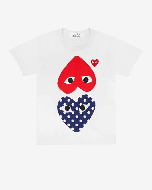 Play Comme des Garçons - Polka Dot With Upside Down Heart T-Shirt - (White)