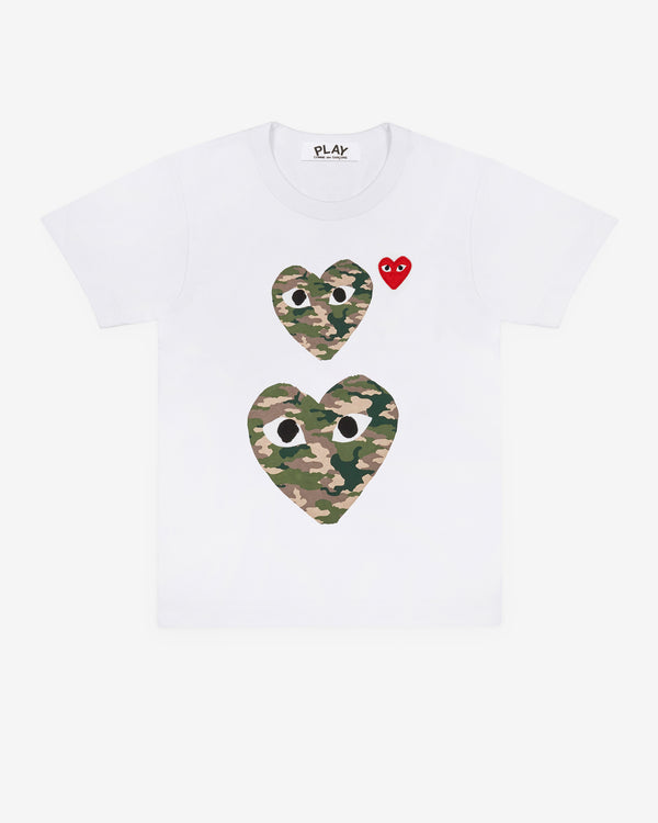 Play - Camouflage Double Heart T-Shirt - (White)