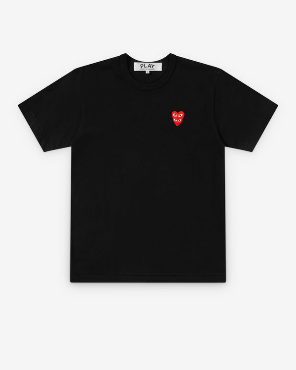 Play Comme des Garçons - T-Shirt with Double Red Heart - (Black)
