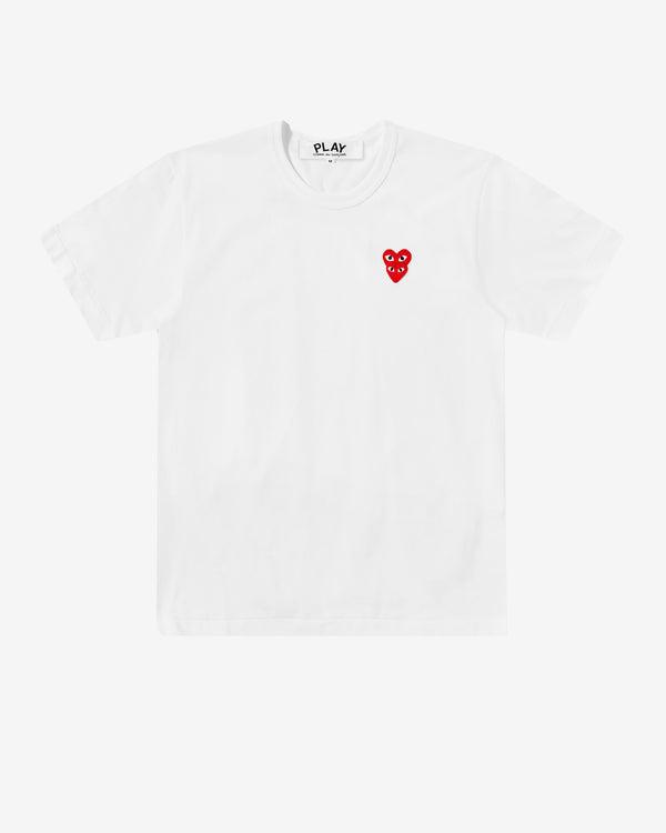 Play Comme des Garçons - T-Shirt with Double Red Heart - (White)