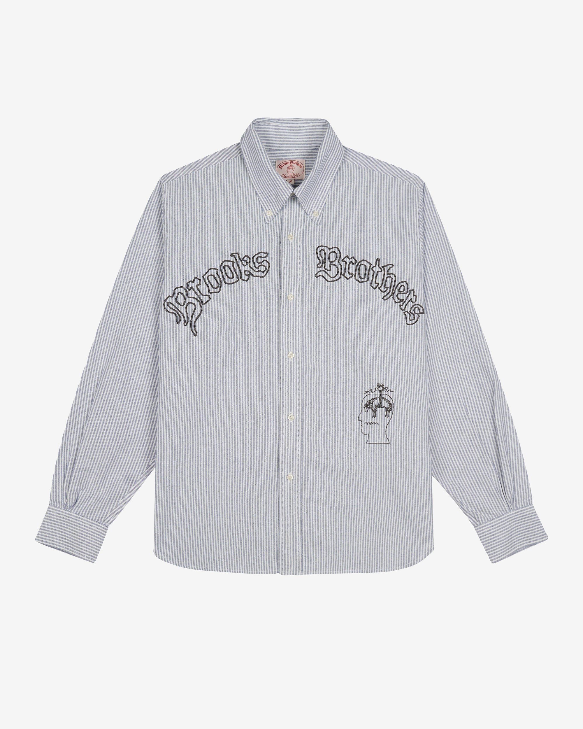 Brain Dead - Brooks Brothers Men's California Embroidered Stripe Oxford Shirt - (Blue) view 1, Click to Zoom in