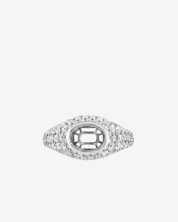 Bernard James - Portrait Sapphire Pave Signet Ring - (White Gold)