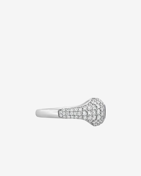 Bernard James - Portrait Sapphire Pave Signet Ring - (White Gold)